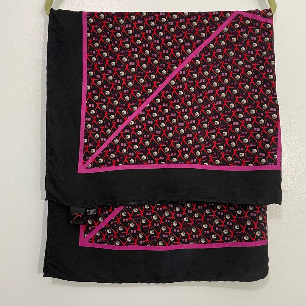 Vintage Navy Red and Pink Silk Scarf